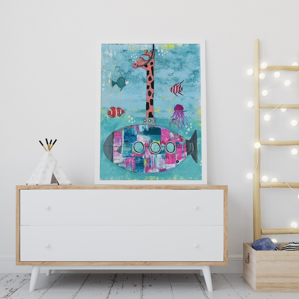 ART PRINT | GIRAFFE SUBMARINE ART PRINT